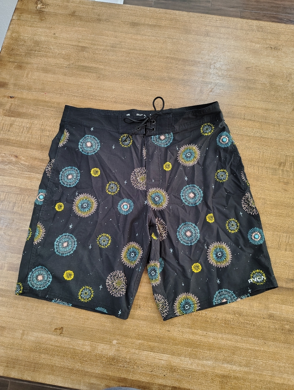 RVCA Board Shorts ANP Luke Pelletier Special Edition Teal & Yellow Burst Print